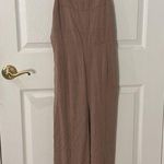 NWT taupe wide leg jumpsuit tie back with pockets medium Tan Photo 0