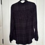 Rails  Dolly‎ Plaid Fringe Trim Button-Up Shirt in Onyx - L Photo 5