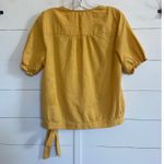 Lucky Brand  Women's Yellow Cotton Wrap Top Puff‎ Sleeves Tie Waist - M NWOT Photo 4