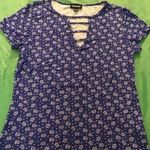 Joe Boxer Women’s V-neck Floral Short Sleeve Blouse Size L Photo 0