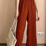 Forever 21  Rust Strapless Jumpsuit with Floral Pattern Size Small NWOT Photo 0