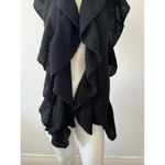 Vintage Renoma Paris Back Ruffled Infinity Long Knit Scarf Cape Vest Black Photo 5