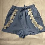 ASOS Swim Chambray Lace Scalloped Shorts 4 Casual Boho Coquette Girl Tomato Girl Photo 2