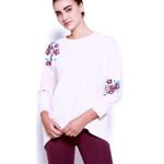 Satva Movement Sarana Embroidered Blossom Sweatshirt Women's Medium Blush Yoga Pink Photo 1