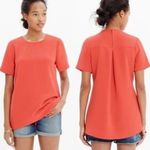 Madewell  Orange Crew Neck Keyhole Neck Short Sleeve Tailored Pleated Top Size XS Photo 1