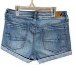 American Eagle Blue High Rise Shortie Denim Rolled Hem Five Pocket Shorts Size 8 Photo 2