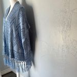 Ruby Rd . Blue Geometric Women's Poncho Photo 10