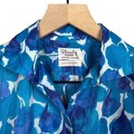 Shapely Classic VTG 60s 70s Short Sleeve Blue Purple Floral Button Up Shirt Photo 2