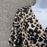 Merona Vtg Y2K Babydoll Leopard Blouse Brown Small Photo 5