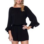 Raisin's  Juniors'‎ Solid Shoreline Cover-Up Romper Black Size Large NWT Photo 0