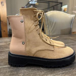 Allegra K  Lace Up Zipper Platform Combat Boots Khaki Size 7 MSRP $80‎ Photo 0