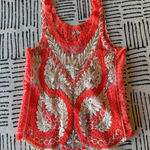 Embroidered Coral and Silver Women's Top Small Orange Photo 0
