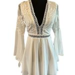 Angel Biba White Crochet Bell Sleeve Dress Photo 0