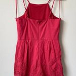 Blue Rain Women's Medium Sleeveless High Neck Boho Eyelet Scalloped Red Romper Photo 10