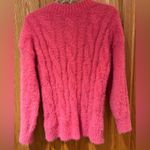 Lucky Brand  Plush‎ Fuzzy Cable Knit V-Neck Pullover Sweater in Hot Pink Size XS Photo 6