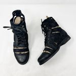Jeffrey Campbell [] Black Slashed Nubuck Leather Lace Up Combat Boots Size 6.5 Photo 1