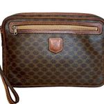 CELINE Brown Macadam Vintage Wristlet Clutch Pouch Photo 0