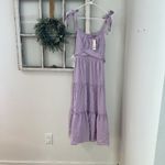 NWT Miami Francesca's Darla Ruffled Maxi Midi Tiered Tie Dress Lilac Spring SZ M Purple Size M Photo 2