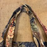MULTICOLOR FLORAL TAPESTRY JUTE TOTE BAG FLORAL DESIGN CLOTH HANDLES/INTERIOR Tan Photo 6