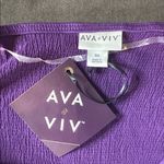 Ava & Viv  Long Balloon Sleeve Purple Midi Faux Wrap Dress Tie Front 3X 24/26 Photo 5