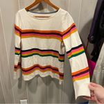 Talbots Cute creamy stripe heavyweight long sleeve top cotton multicolored rainbow Photo 7