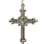 Avon Silver Tone Ornate Cross Pendant Blue Rhinestone Necklace Religious Photo 3