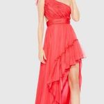 Mac Duggal NWT Ruffled One Shoulder Asymmetrical Gown in Cherry Size 12 Photo 0