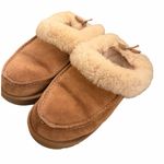 UGG  Groove Shearling Lined Bow Detail Cozy Slippers Tan Sz 9 Photo 0
