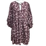 Madewell  Splitneck Puff-Sleeve Dress in Olivia Floral Dark Fig Sz XL NWT Gift Photo 1