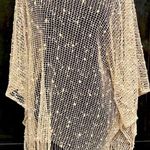 Tan sparkly sequins oversized wrap/coverup poncho Photo 0