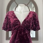 Guess  Textured Bodycon Crushed Velvet Mini Dress in Wine Size 10 New Photo 6