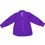 Vintage Purple Polka Dot Blouse White Dots Handmade Rose Button Front Top Size M Size L Photo 9