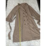 Longline Trench Coat Belted Button Front Overcoat Outerwear Neutral Beige Tan Size XL Photo 4