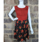 Gilli Sleeveless Floral Skirt Dress Black Orange Woman's Size Medium Summer Photo 1