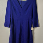Eliza J NEW ‎ Cobalt Blue 3/4 Sleeve V-Neck Fit & Flare Dress Photo 0
