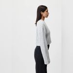 American Eagle  Ribbed Knit Cropped Sweater Gray XS  Long Sleeve Crewneck Ribbed Photo 2