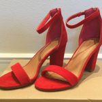 Bonnibel NEW Red Faux Suede Block/Chuck Heels Shoes - Size 6 Photo 0