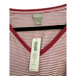 Chico's  Long Sleeve Striped Top size 3 XL Womens Pink V-Neck Woven Hem Shirt NWT Photo 2