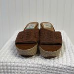 Nine West Brown Leather Mule Wedge Espadrille Sandals Size 7 Photo 2