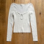 H&M Elegant White Women's Long Sleeve Sweater with Pearl Detail Small Photo 0