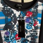 Nicole Miller Cropped Floral Black Artsy Long Sleeve Knit Top Womens Medium Photo 4