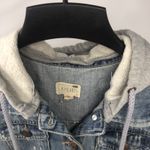 LA Hearts Women's Sleeveless Vest Blue Denim Button Up Hooded Size Large Photo 4