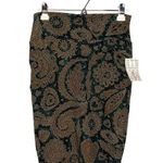 LuLaRoe  Geometric Cassie Paisley Pencil Skirt Size Small Green Gold Midi Office Photo 0