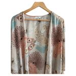 Umgee  Boho size S/M Oversized Peacock Feather Tribal Pom Pom Open Duster Topper Photo 2