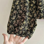 Levi's The Statement Top Slim Fit, Floral Print Puff Sleeve Top,Black/Yellow, M Photo 5