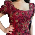 Papell Boutique Silk Beaded Short Sleeve Blouse Photo 6