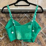 Rachel Zoe Women's NWT Bright Green & White Tropical Print Crop Top Medium Photo 1