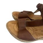 Born Brown Leather Cork Wedges Sandals Ankle Strap Braided Size 9 Women's Photo 2
