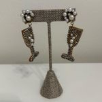 Anthropologie NWOT  Crystal Beaded & Pearl Champagne Glass Statement Earrings Photo 0