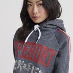 Superdry Gray and Red Hoodie with Cropped Design and Stripe Photo 4